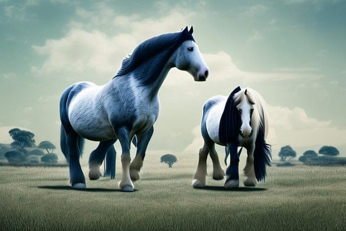 A majestic shire horse in a rural south african landscape