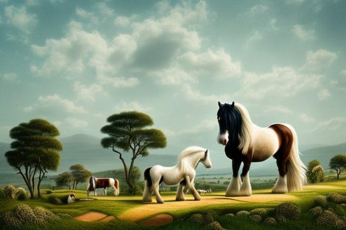 A shire horse in a rural landscape in thohoyandou