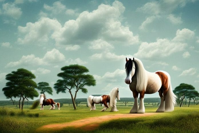 A shire horse in a rural landscape in mokopane