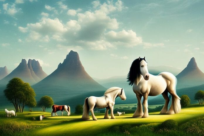 A shire horse in a rural landscape in tzaneen