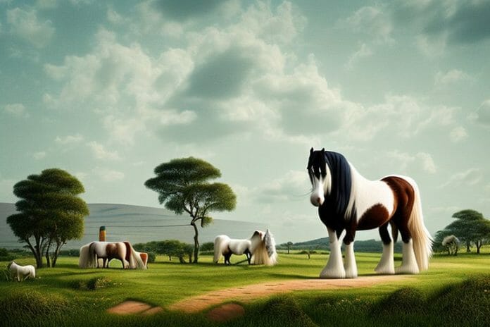 A shire horse in a rural landscape in modimolle