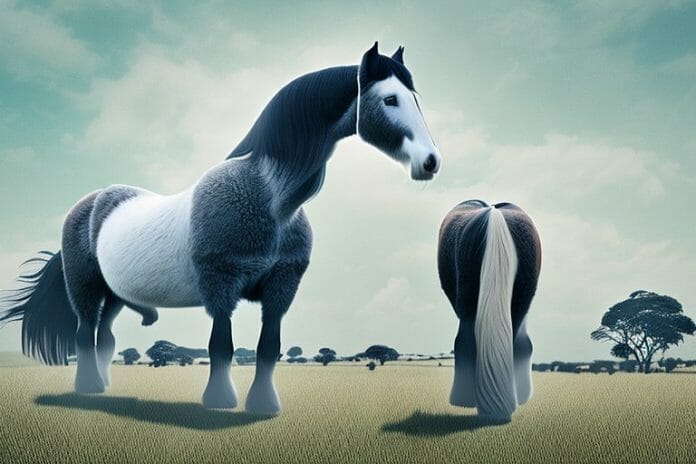 A beautiful shire horse in a south african landscape