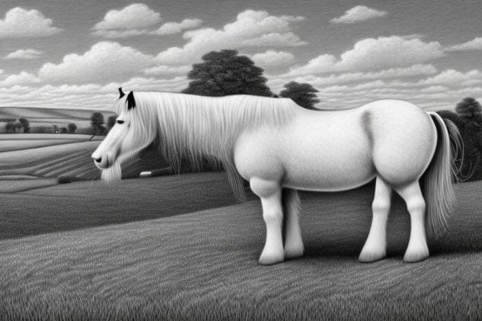 A shire horse in a rural south african landscape