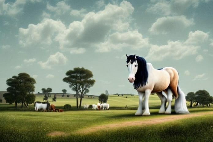 A shire horse in a rural landscape in witbank