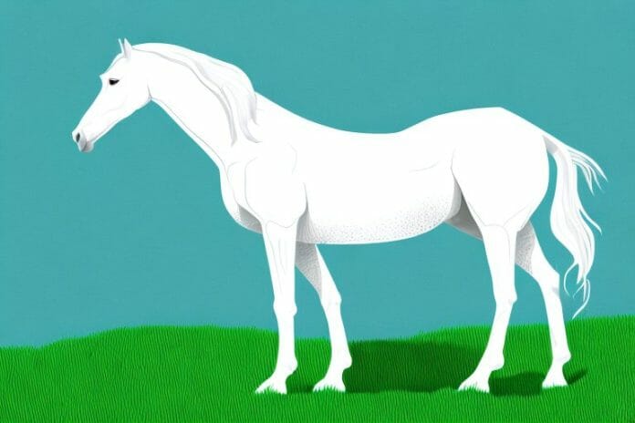 A white horse in a grassy field in south africa