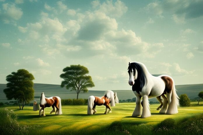 A shire horse in a rural landscape in virginia