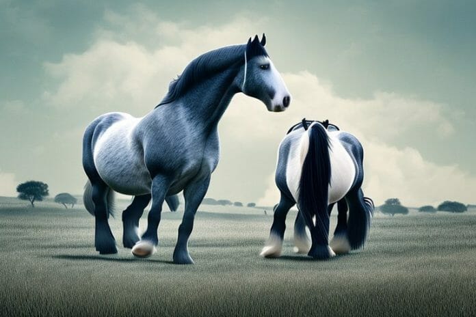 A shire horse in a rural landscape in the northern cape