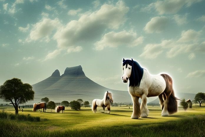 A shire horse in a rural landscape in kathu