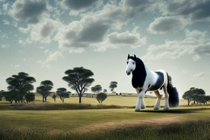 A shire horse in a rural landscape in upington