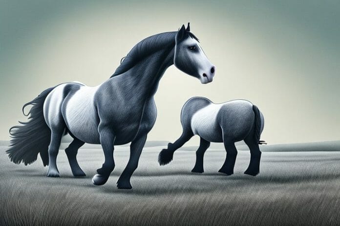 A majestic shire horse in a rural south african landscape