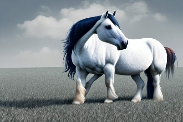 A majestic shire horse standing in a field in mafikeng