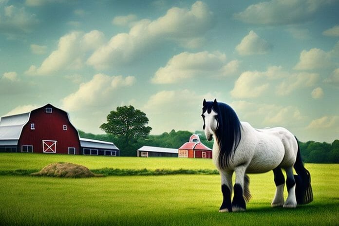 A shire horse in a rural setting