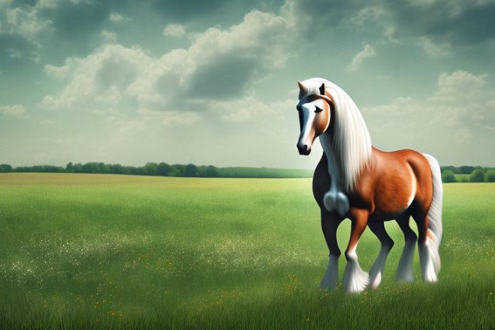 An american belgian draft horse in a rural setting