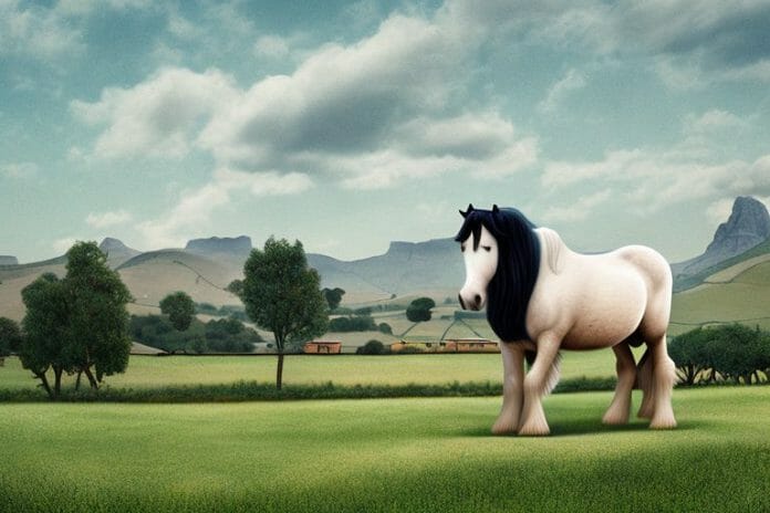 A shire horse in a rural setting in stellenbosch