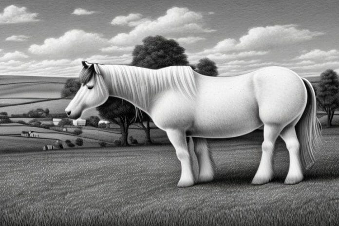 A shire horse in a rural setting in worcester