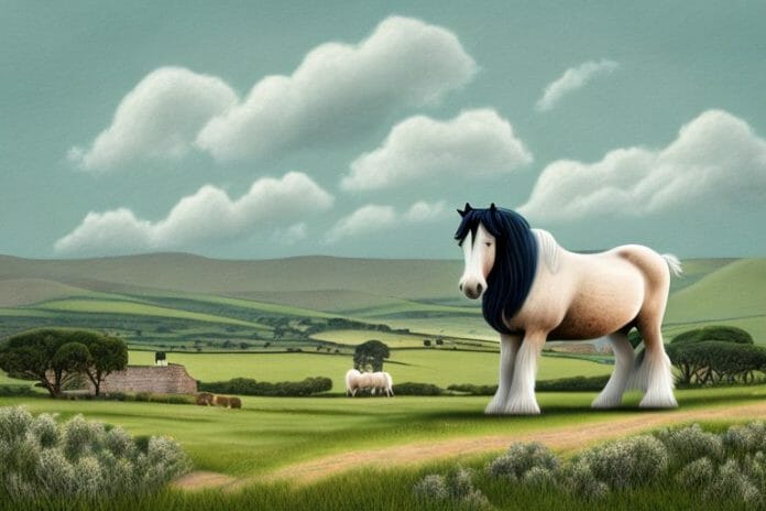 A shire horse in a rural landscape in mossel bay