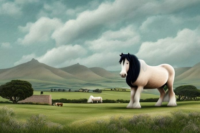 A shire horse in a rural landscape in hermanus