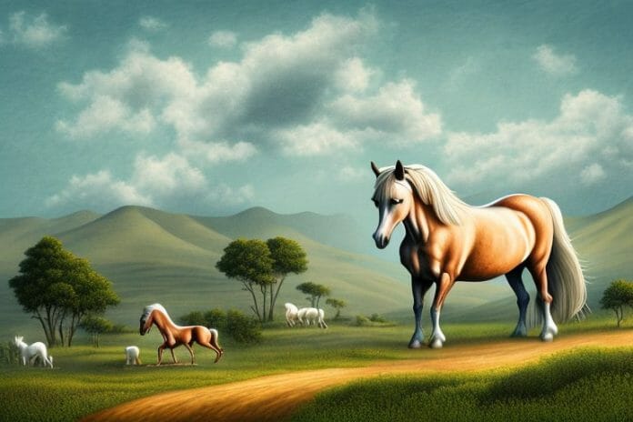 A cob horse in a rural landscape in kwa zulu natal