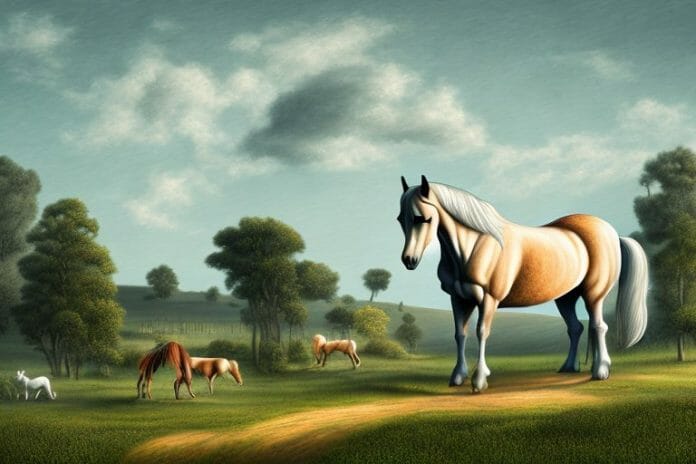 A cob horse in a rural landscape in pietermaritzburg