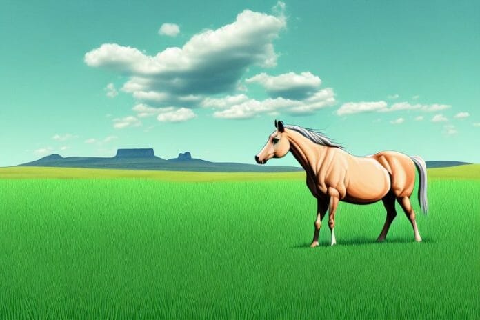 A horse in a field of grass in the eastern cape