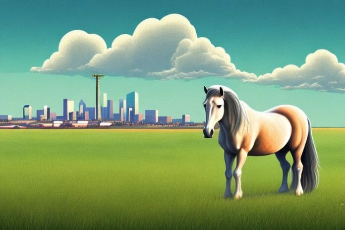 A cob horse in a field