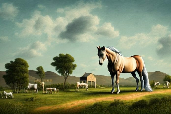 A cob horse in a rural landscape in ficksburg
