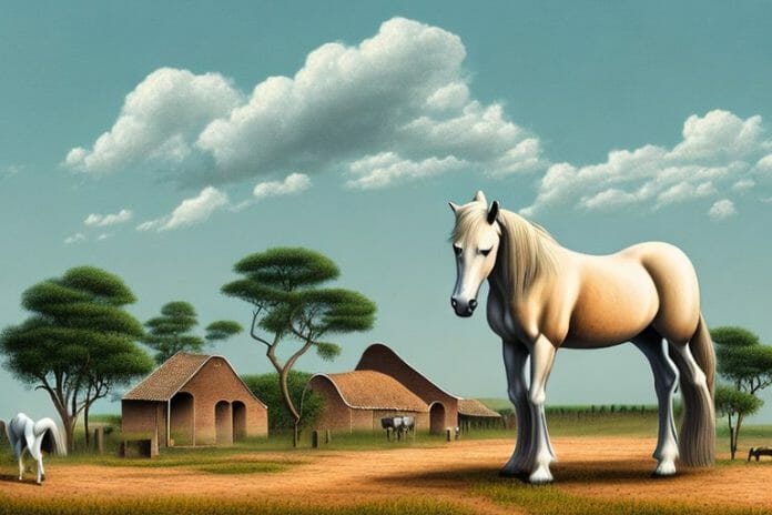 A cob horse in a rural setting in soweto