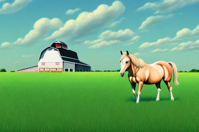 A horse in a field of grass
