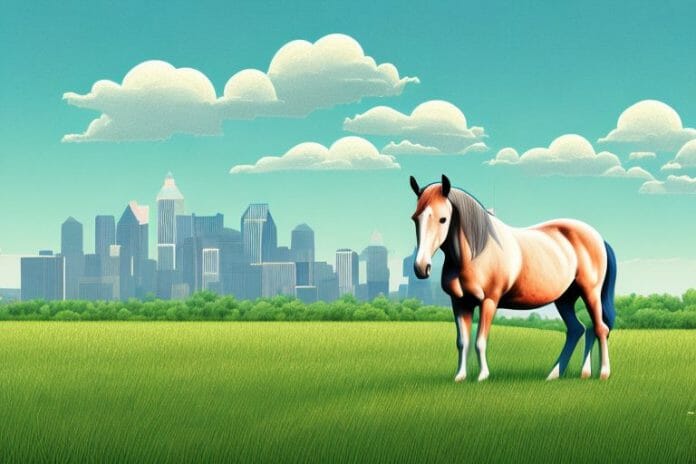 A horse in a field with the kimberley skyline in the background