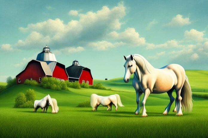 A cob horse in a rural setting