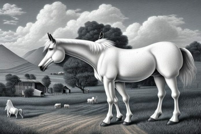 A cob horse in a rural setting in worcester