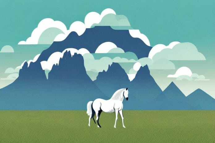 A horse in a field with the mountains of simon's town in the background