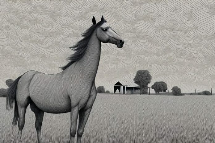 A hackney horse in a rural setting in east london
