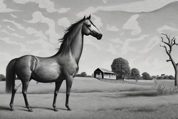 A hackney horse in a rural setting in king william's town