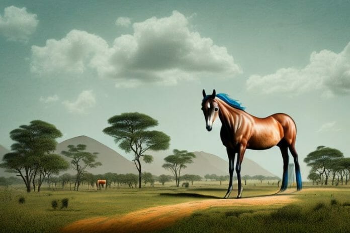 A hackney horse in a rural landscape in limpopo