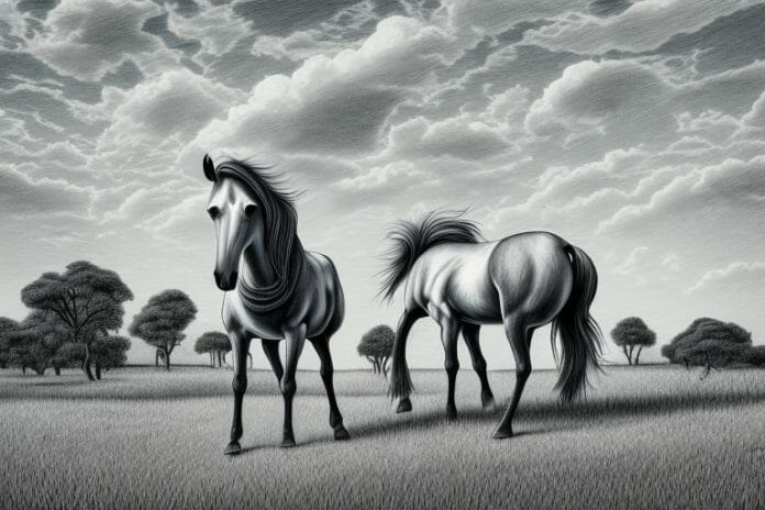 A hackney horse in a rural setting in thohoyandou