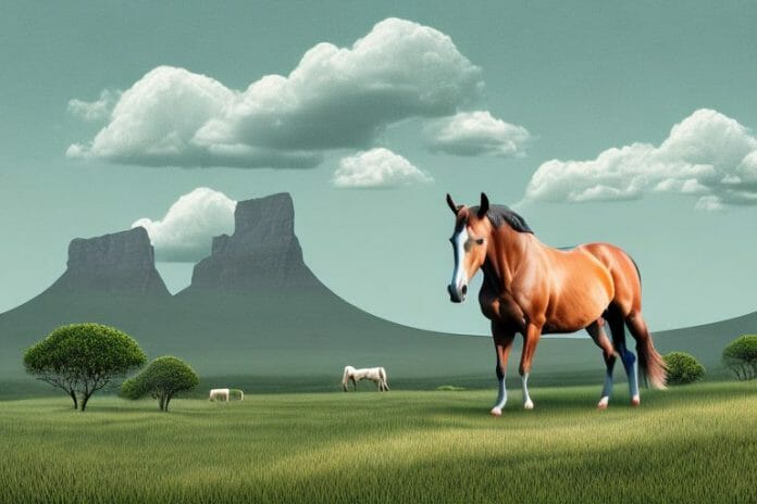 A horse in a rural landscape in mpumalanga