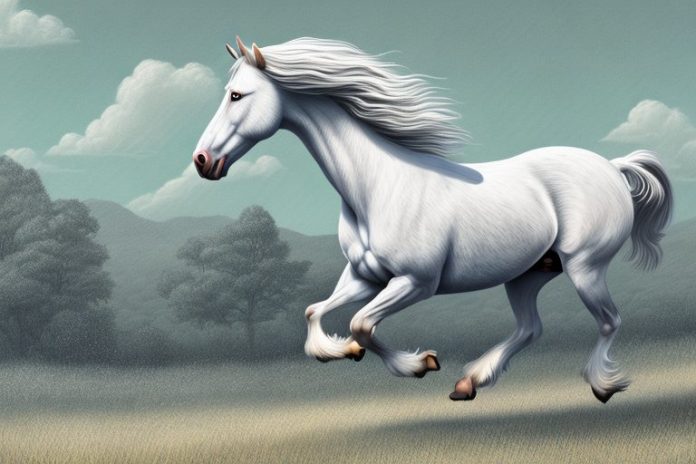 An american belgian draft horse galloping through the countryside of lydenburg