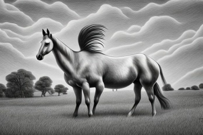 A hackney horse in a rural setting in kathu