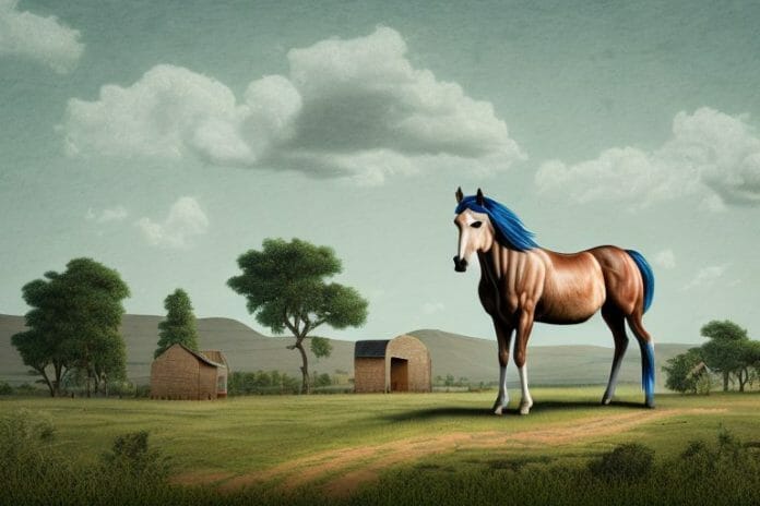 A hackney horse in a rural landscape in warrenton