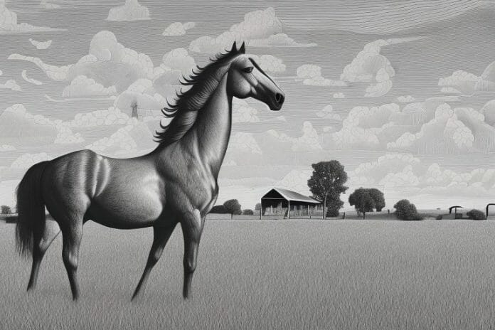 A hackney horse in a rural setting in colesberg