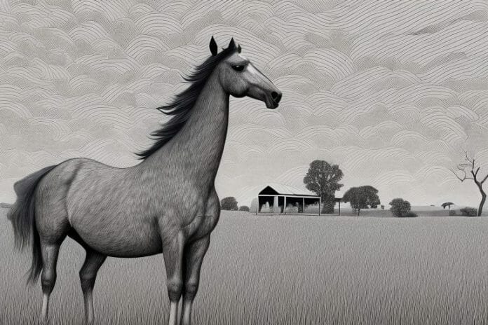 A hackney horse in a rural setting in north west