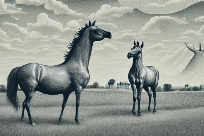 A hackney horse in a rural setting in worcester