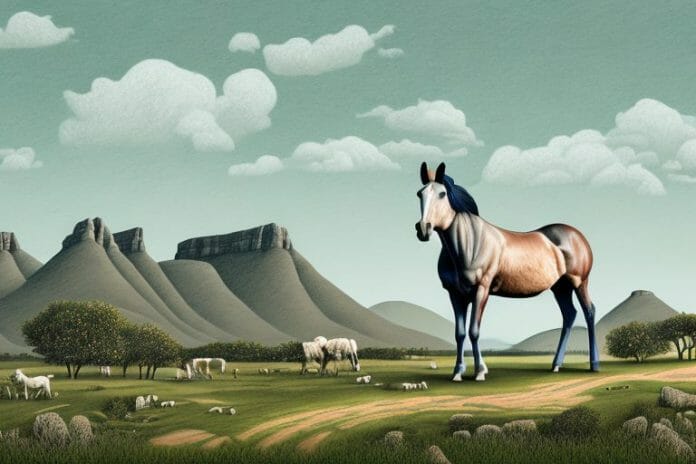 A hackney horse in a rural landscape in hermanus