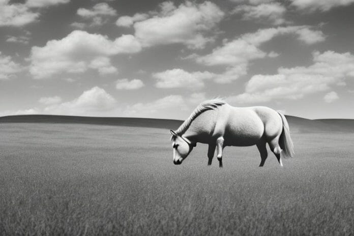 A haflinger horse grazing in the countryside near aliwal north
