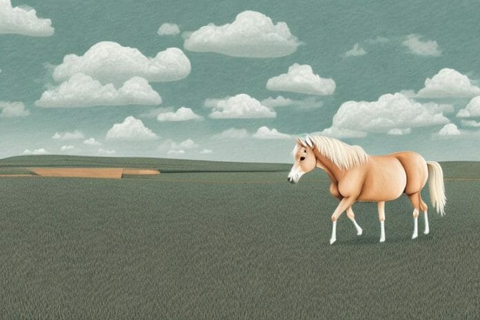A haflinger horse in a rural landscape in free state