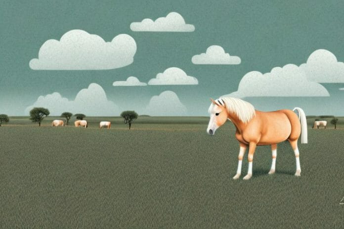 A haflinger horse standing in a rural landscape in soweto