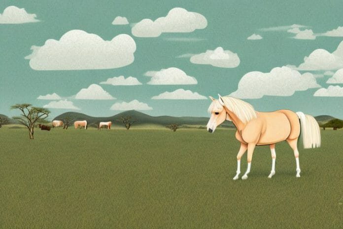 A haflinger horse in a rural landscape in limpopo