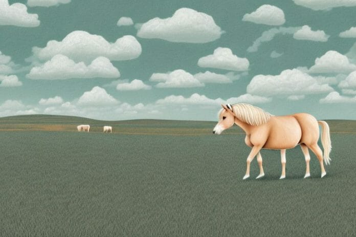 A haflinger horse in a rural landscape in north west