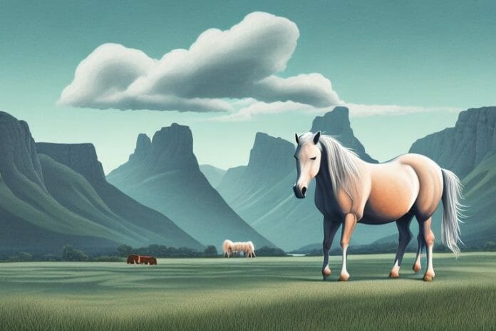 A fjord horse in a rural setting in newcastle